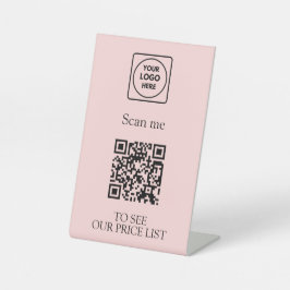 Rosa QR-Code-Preisliste | Kontaktloses Logo Sockelschild