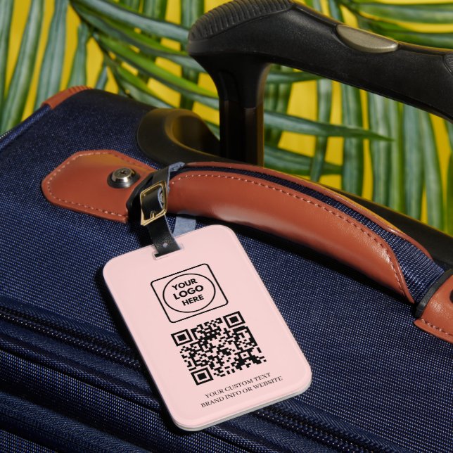Rosa QR-Code | Professionelles Geschäftslogo ID Gepäckanhänger (Vorderseite Insitu 1)