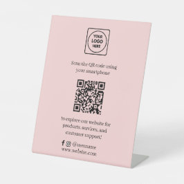 Rosa QR-Code | Social Media Business Sockelschild