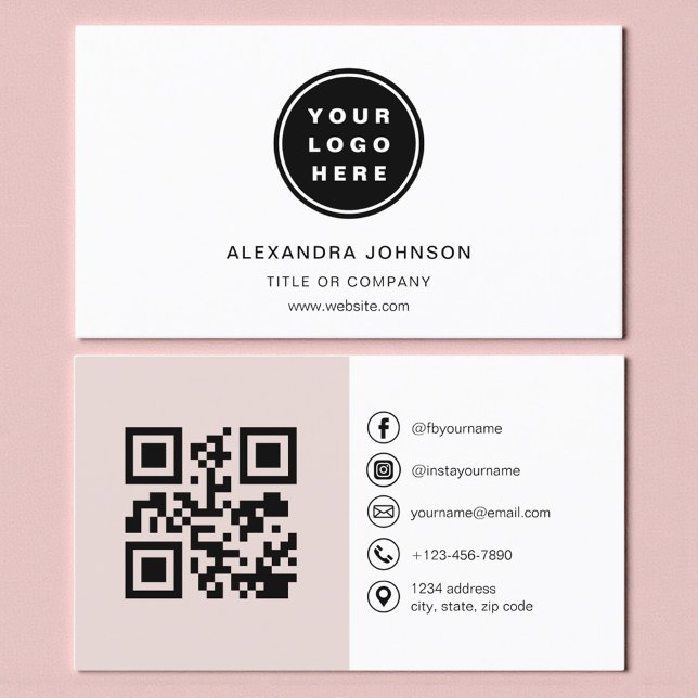 Rosa QR-Code Social Media Visitenkarte (Von Creator hochgeladen)