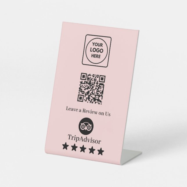 Rosa QR-Code | Tripadvisor Business Review Display Sockelschild (Vorderseite)
