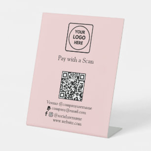 Rosa QR-Code Zelle- und PayPal-Unternehmungszahl Sockelschild