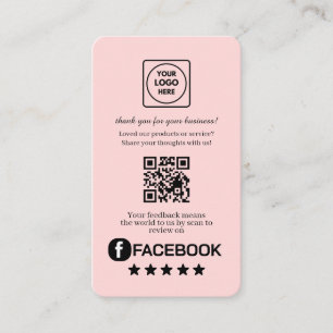 Rosa QR   Facebook Bewertungen Benutzerdefinierter Visitenkarte