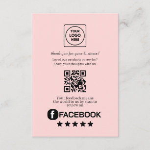 Rosa QR Facebook-Bewertungslink Begleitkarte