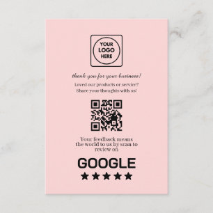 Rosa QR Google-Bewertungslink Begleitkarte