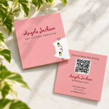Rosa QR Pet Sitting Geschäftskarte Süße Katze