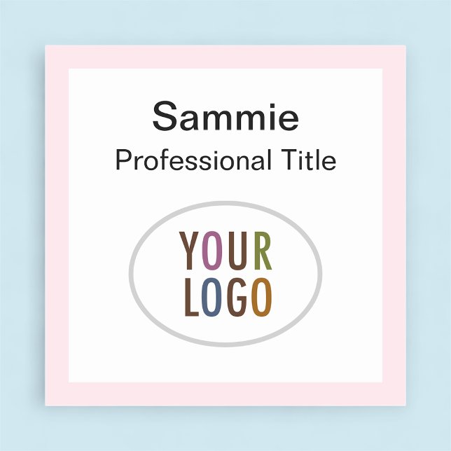 Rosa Quadrat Name Abzeichen Logo Magnesium oder Bu Namensschild (MISOOK Light Pink Border Square Nametag with Logo)