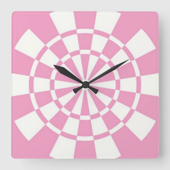 rosa quadratische wanduhr (Vorderseite)