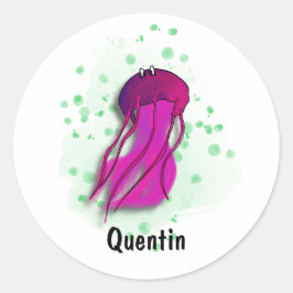 Rosa Qualle Aquarell Runder Aufkleber