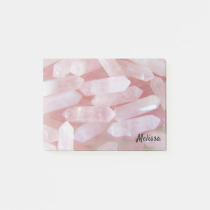 Rosa Quarter Kristalle personalisieren Name Post-it Klebezettel