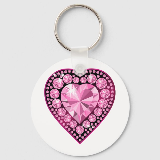 Rosa Quartz Gem Herz Schlüsselanhänger (Vorderseite)