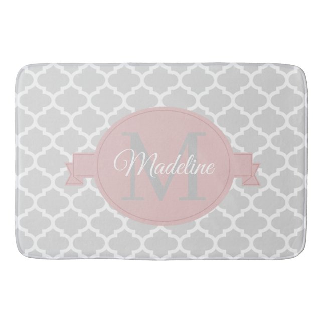Rosa Quatrefolie Personalisiert Bath Mat Badematte (Vorderseite)