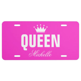 Rosa Queen-Nummernschild mit personalisiertem Name US Nummernschild