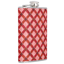 Rosa Quertartan kariert mit leichtem, rauem Relief Flachmann