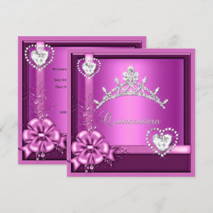 Rosa Quinceanera 15. Geburtstagsfeier Silber Einladung