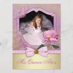 Rosa Quinceanera Einladung