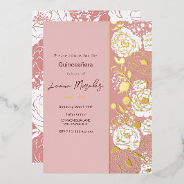 Rosa Quinceañera Einladung