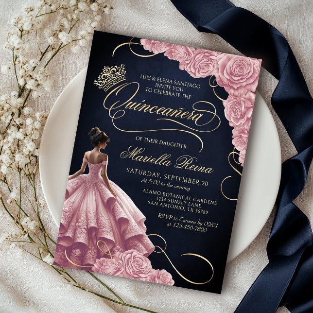 Rosa Quinceañera Einladung (Von Creator hochgeladen)