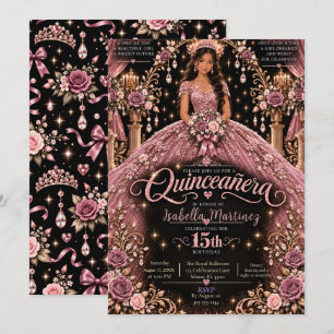 Rosa Quinceañera-Feier Einladung