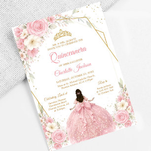 Rosa Quinceanera-Geburtstagseinladung mit Röteffek Einladung