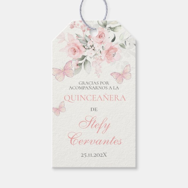 Rosa Quinceanera Geschenkanhänger (Vorderseite)