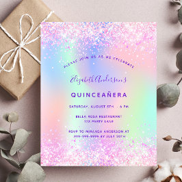 Rosa Quinceanera lila Glitzer Einladung zum Hausha Flyer