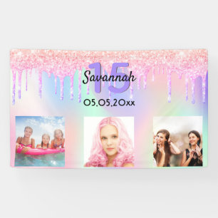 Rosa Quinceanera lila Glitzer Erröten Foto Banner