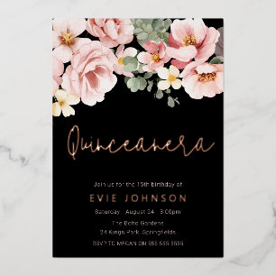 Rosa Quinceanera Party Rose Gold Folieneinladung