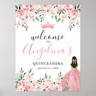 Rosa Quinceanera-Party-Willkommensschild Poster