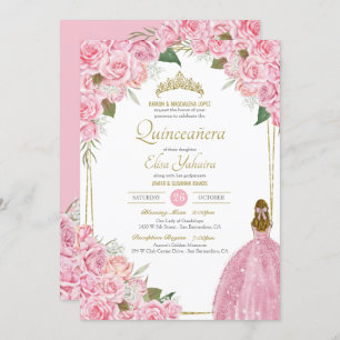 Rosa Quinceanera Rose Blumenstrauß Rosa Elegantes Einladung