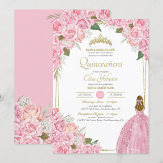 Rosa Quinceanera Rose Blumenstrauß Rosa Elegantes Einladung