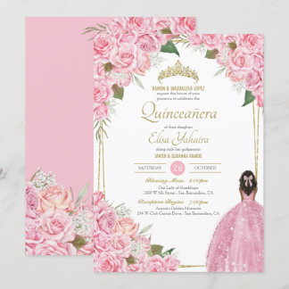 Rosa Quinceanera Rose Blumenstrauß Rosa Elegantes Einladung