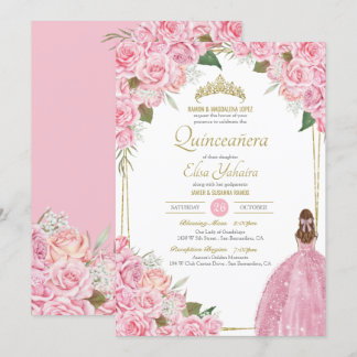 Rosa Quinceanera Rose Blumenstrauß Rosa Elegantes Einladung