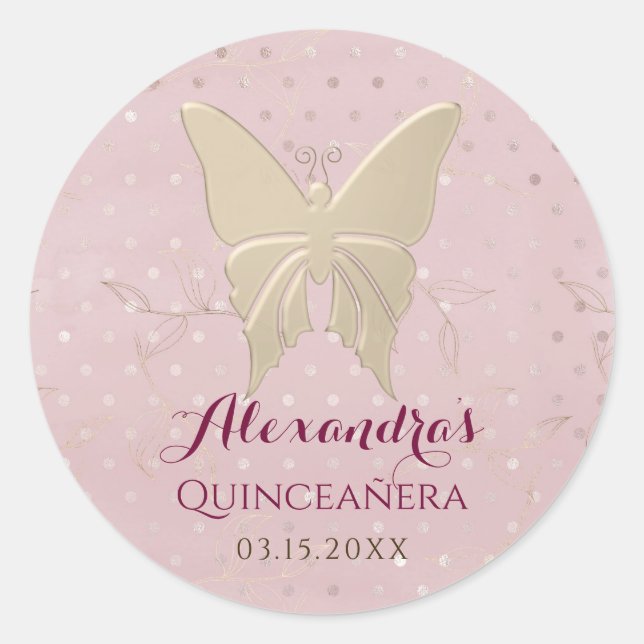 Rosa Quinceanera Runder Aufkleber (Vorderseite)