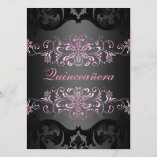 Rosa Quinceañera-Schneeflocke-Damaskus-Geburtstags Einladung