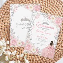 Rosa Quinceañera Silber Schmetterlinge