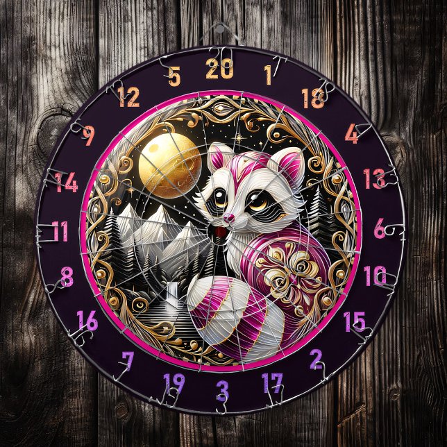 Rosa Raccoon leuchtet unter dem Goldenen Mond Dartscheibe (Von Creator hochgeladen)
