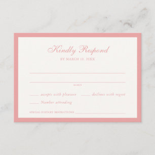 Rosa Rahmen Hochzeit-RSVP-Karte RSVP Karte