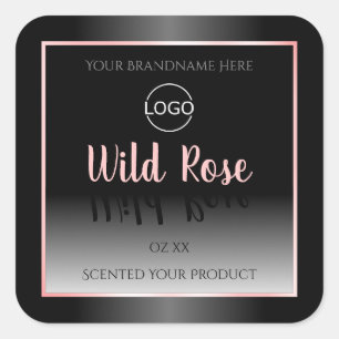 Rosa Rahmen-Logo für Schwarz-Weiß-Produkte Quadratischer Aufkleber