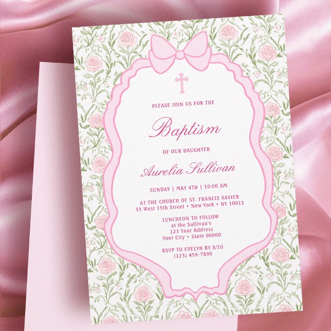 Rosa Rahmen Rose Taufe Einladung (Von Creator hochgeladen)