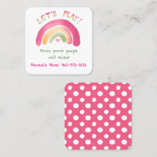 Rosa Rainbow RoundSquare Play Date Cards Quadratische Visitenkarte