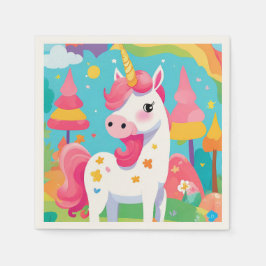 Rosa Rainbow Unicorn Geburtstag Napkin Serviette