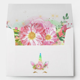 Rosa Rainbow Unicorn Girl Baby Shower Envelope