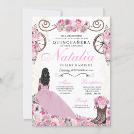 Rosa Ranchero Princess Dress Quinceanera Einladung