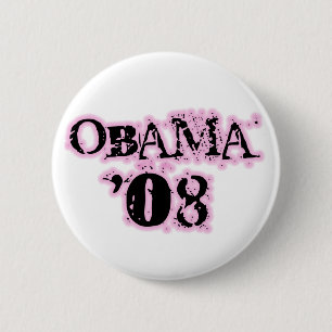 Rosa Rand-Knopf Obama 08 Button