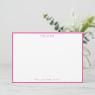 Rosa Rand weiß personalisierter Name Serif elegant Dankeskarte