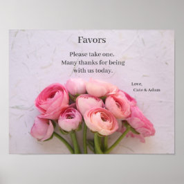 Rosa Ranunculus auf strukturiertem Hintergrund Poster