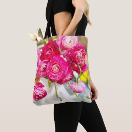 Rosa Ranunculus Blume Tote Tasche