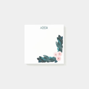 Rosa Ranunculus Blume und Blätter Anfangsbuchstabe Post-it Klebezettel