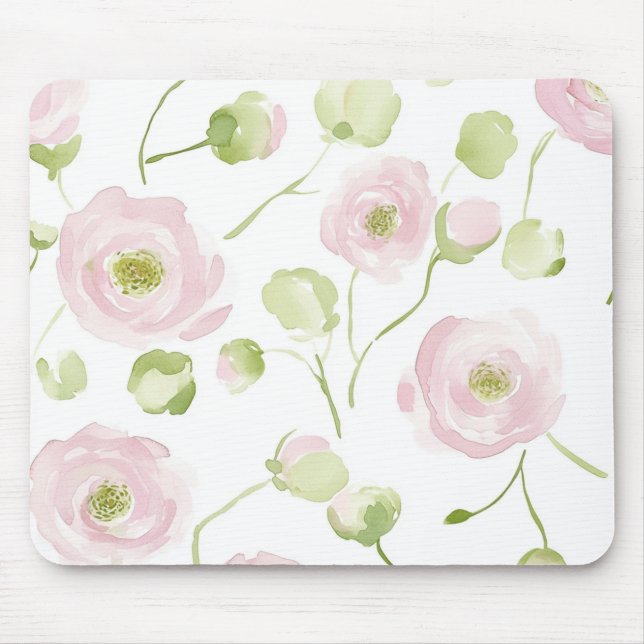 Rosa Ranunculus-Blumen Mousepad (Vorne)
